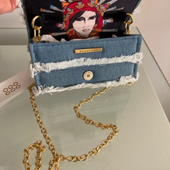 KOORELOO Amalfi Clutch Fringe Denim Crossbody Bag - Picture 12 of 15